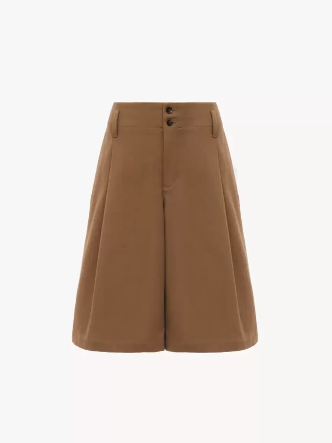 Bermuda taille haute à jambes larges en coton