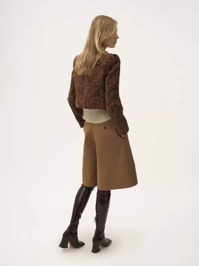 Bermuda taille haute à jambes larges en coton