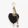Bijou de sac Chloé Symbols Heart Shearling en laiton