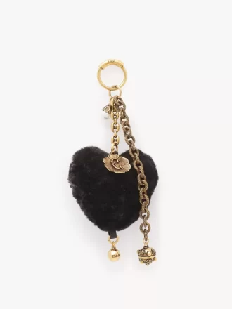 Bijou de sac Chloé Symbols Heart Shearling en laiton