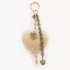 Bijou de sac Chloé Symbols Heart Shearling en laiton