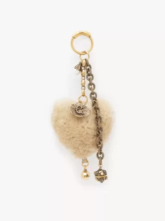 Bijou de sac Chloé Symbols Heart Shearling en laiton