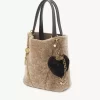 Bijou de sac Chloé Symbols Heart Shearling en laiton