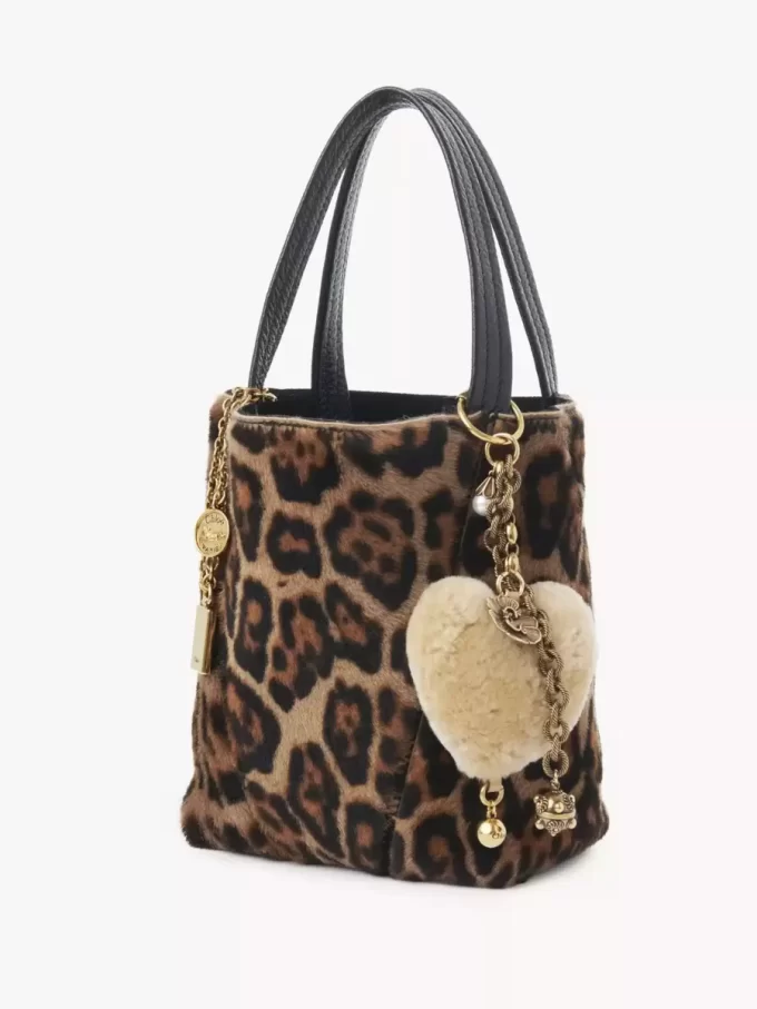Bijou de sac Chloé Symbols Heart Shearling en laiton