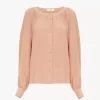 Blouse à encolure dégagée en crêpe de Chine