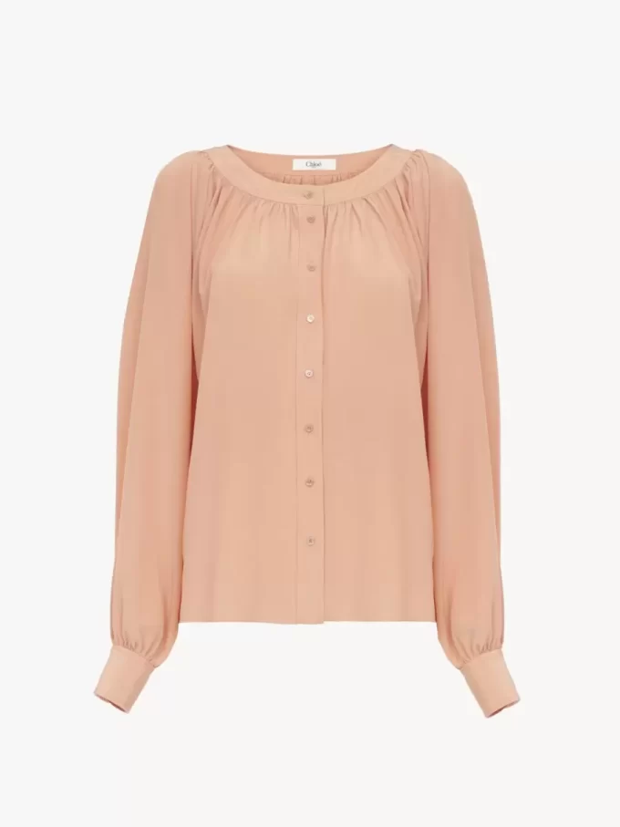 Blouse à encolure dégagée en crêpe de Chine