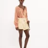Blouse à encolure dégagée en crêpe de Chine