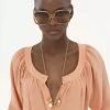 Blouse à encolure dégagée en crêpe de Chine
