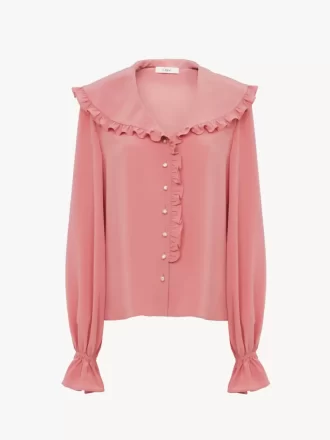 Blouse fluide à volants en crêpe de Chine