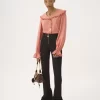 Blouse fluide à volants en crêpe de Chine