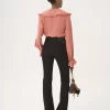 Blouse fluide à volants en crêpe de Chine