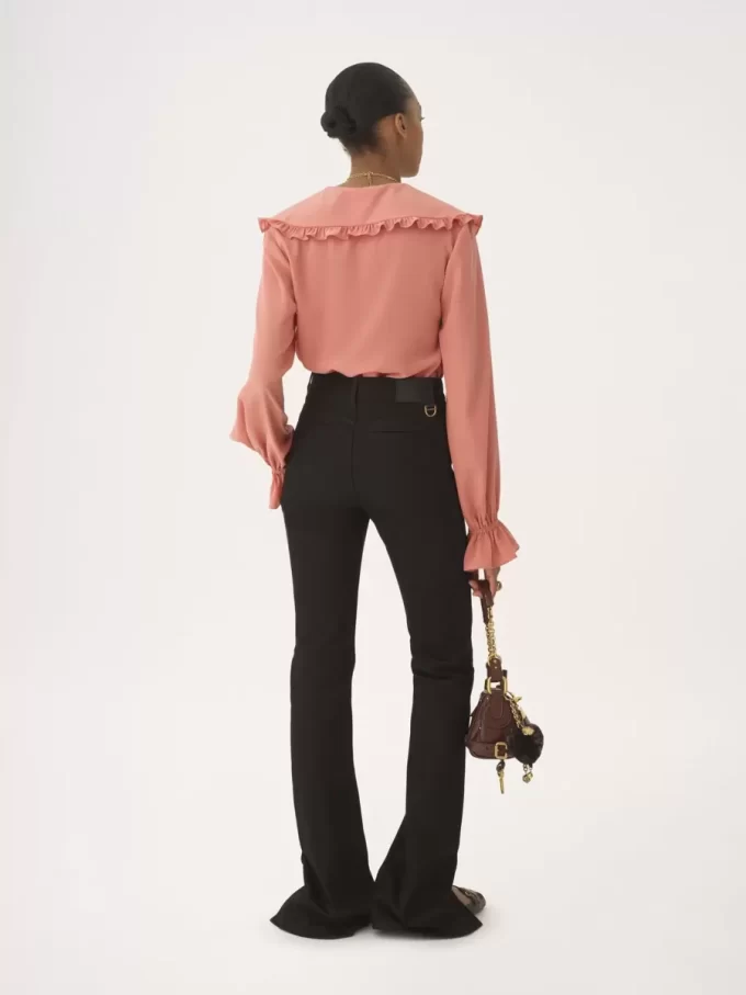Blouse fluide à volants en crêpe de Chine