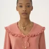 Blouse fluide à volants en crêpe de Chine