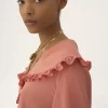 Blouse fluide à volants en crêpe de Chine