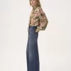 Blouse lavallière longue froncée en crêpe de Chine