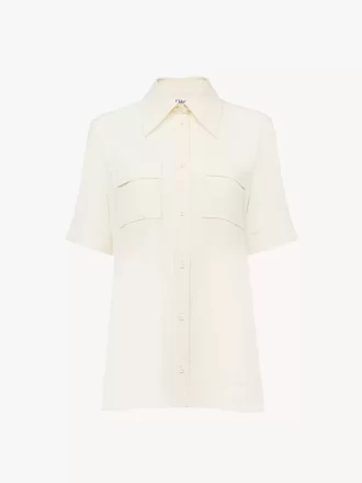 Blouse à manches courtes en crêpe de Chine
