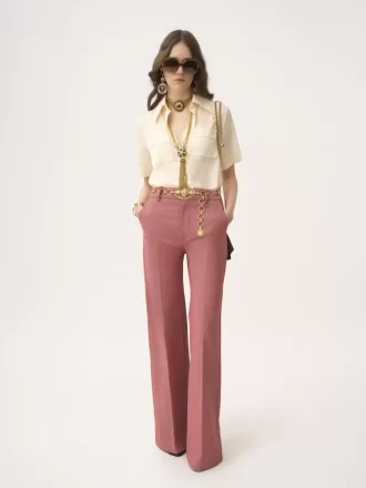 Blouse à manches courtes en crêpe de Chine