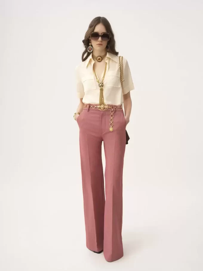 Blouse à manches courtes en crêpe de Chine