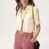 Blouse à manches courtes en crêpe de Chine