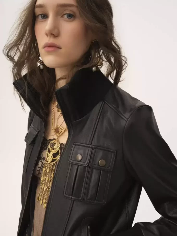 Blouson court en cuir