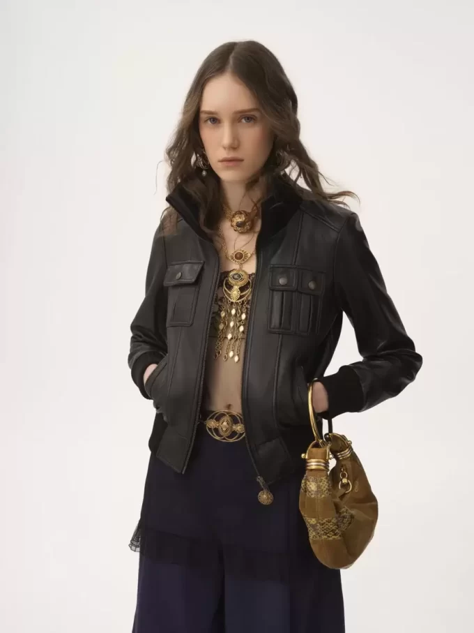 Blouson court en cuir