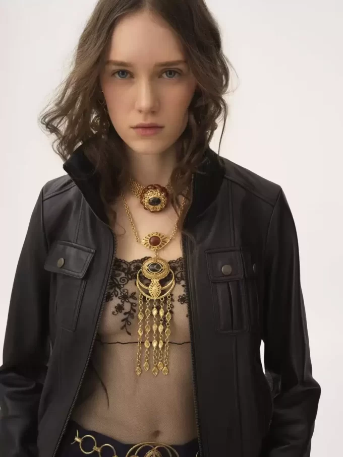 Blouson court en cuir