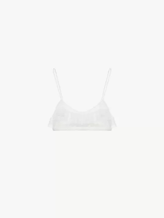 Bralette à fines bretelles à volants en dentelle brodée