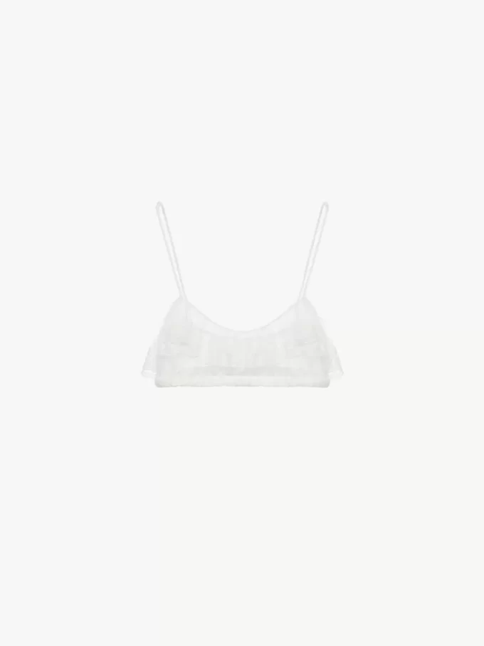 Bralette à fines bretelles à volants en dentelle brodée Bralette à fines bretelles à volants en dentelle brodée