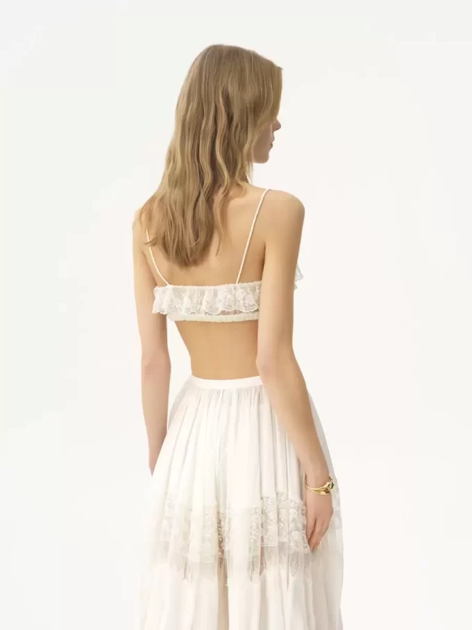 Bralette à fines bretelles à volants en dentelle brodée Bralette à fines bretelles à volants en dentelle brodée