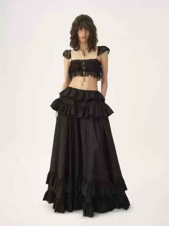 Bralette à volants en mousseline de soie et dentelle