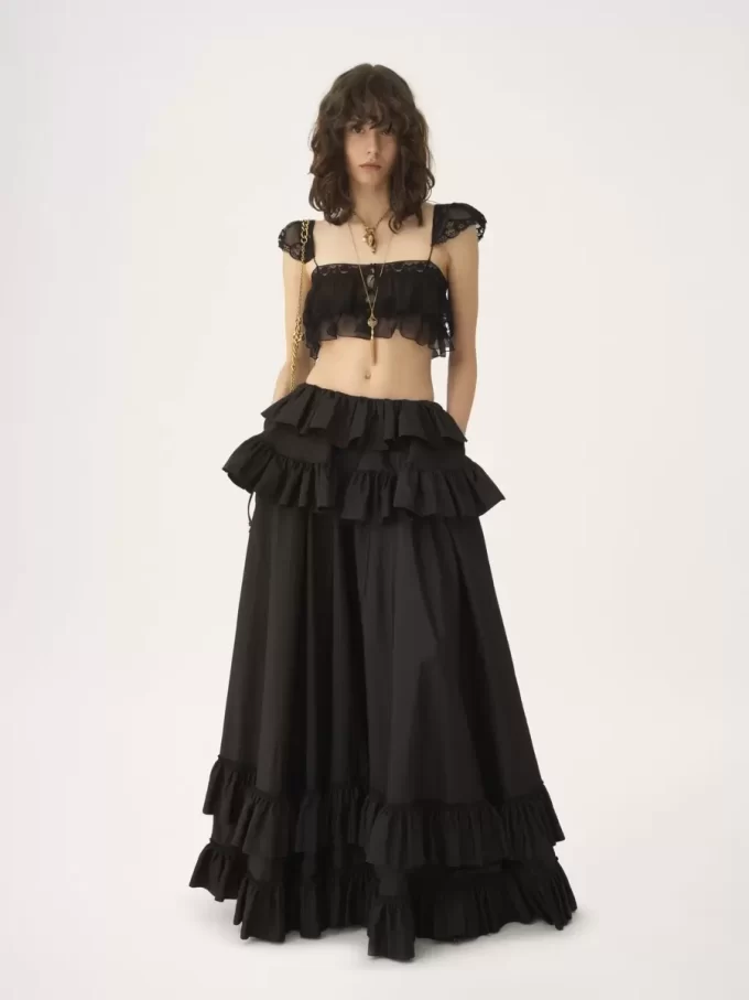 Bralette à volants en mousseline de soie et dentelle