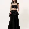 Bralette à volants en mousseline de soie et dentelle