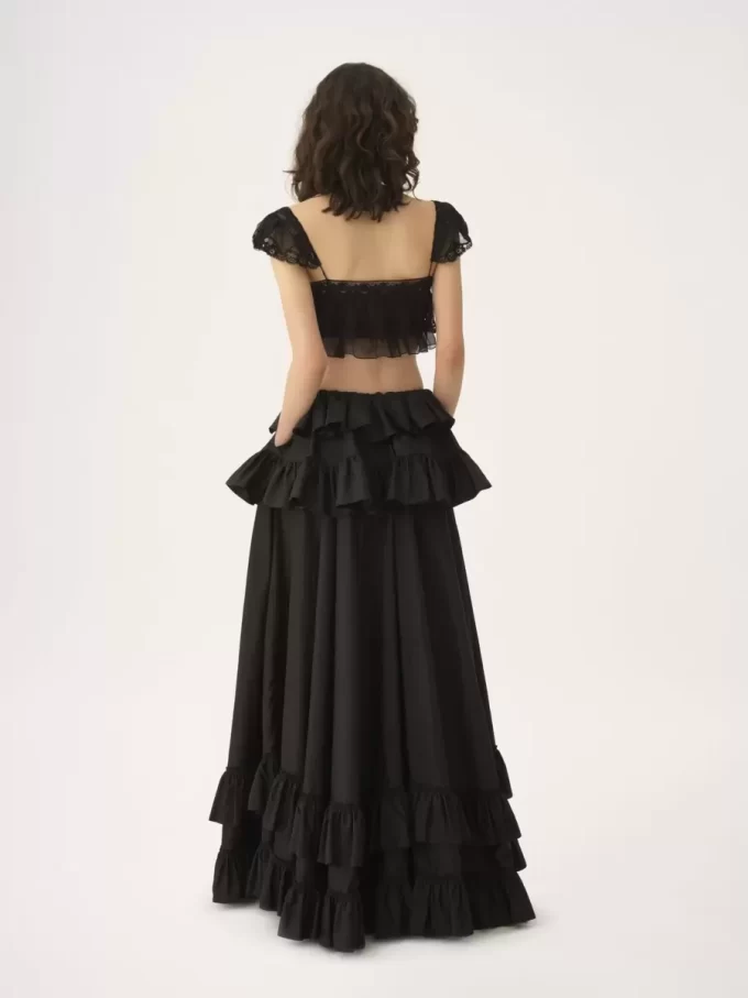 Bralette à volants en mousseline de soie et dentelle