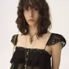 Bralette à volants en mousseline de soie et dentelle