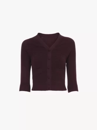 Cardigan ajusté à col en V en maille de laine