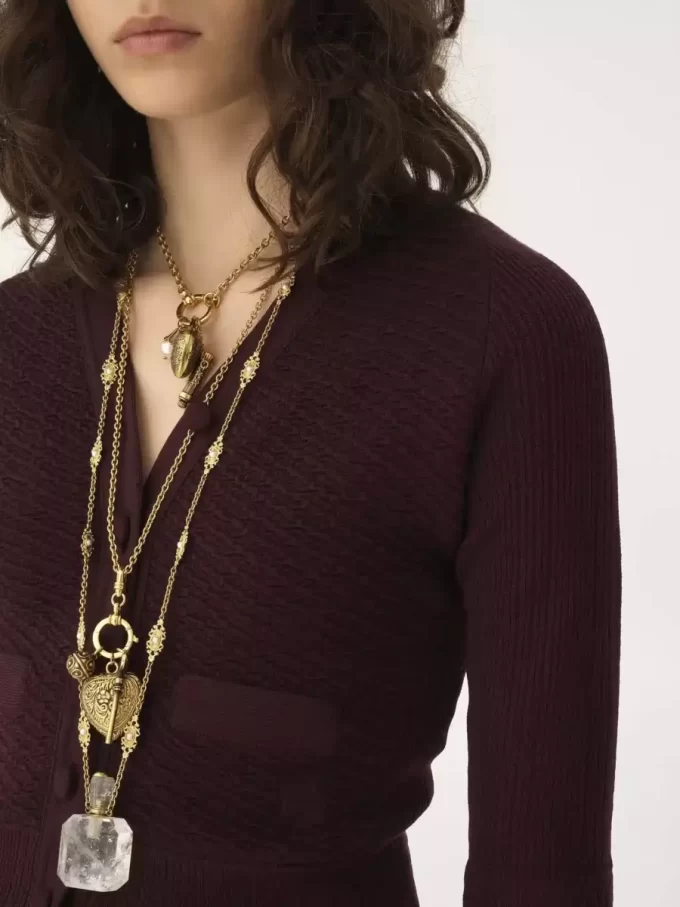 Cardigan ajusté à col en V en maille de laine