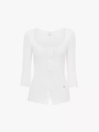 Cardigan ajusté à col rond en coton