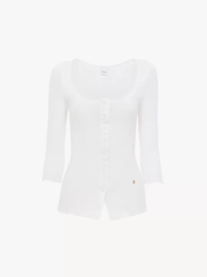 Cardigan ajusté à col rond en coton