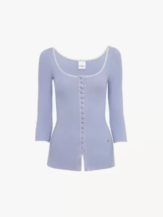 Cardigan ajusté à col rond en coton