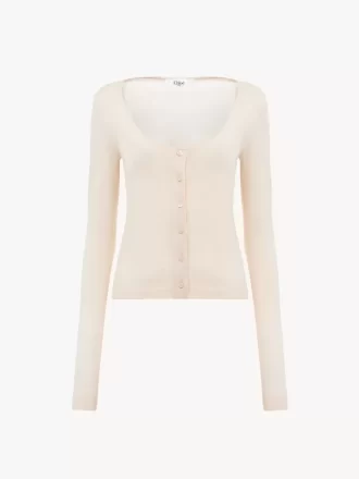 Cardigan ajusté à col rond en maille de laine ultrafine