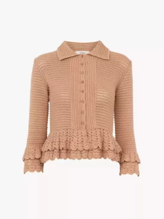 Cardigan ajusté à volants en tricot crochet