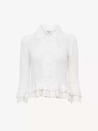 Cardigan ajusté à volants en tricot crochet