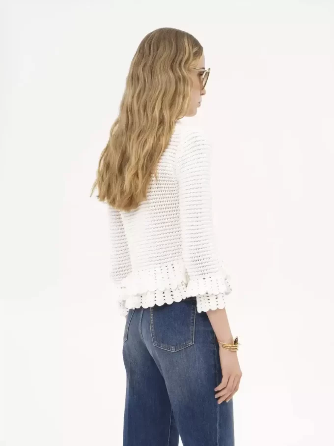 Cardigan ajusté à volants en tricot crochet Cardigan ajusté à volants en tricot crochet
