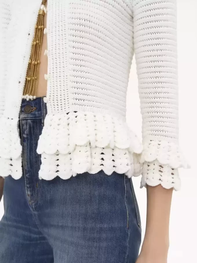 Cardigan ajusté à volants en tricot crochet Cardigan ajusté à volants en tricot crochet