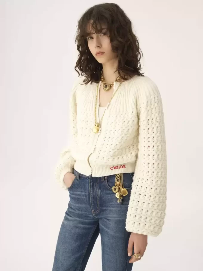Cardigan col rond en maille laine et cachemire Cardigan col rond en maille laine et cachemire