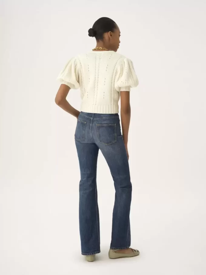 Cardigan à manches bouffantes en maille de laine et cachemire Cardigan à manches bouffantes en maille de laine et cachemire