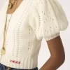 Cardigan à manches bouffantes en maille de laine et cachemire Cardigan à manches bouffantes en maille de laine et cachemire
