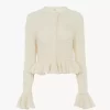 Cardigan à volants avec logo en maille de soie, d’alpaga et de coton Cardigan à volants avec logo en maille de soie, d’alpaga et de coton