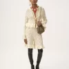 Cardigan à volants avec logo en maille de soie, d’alpaga et de coton Cardigan à volants avec logo en maille de soie, d’alpaga et de coton