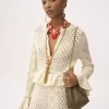 Cardigan à volants avec logo en maille de soie, d’alpaga et de coton Cardigan à volants avec logo en maille de soie, d’alpaga et de coton